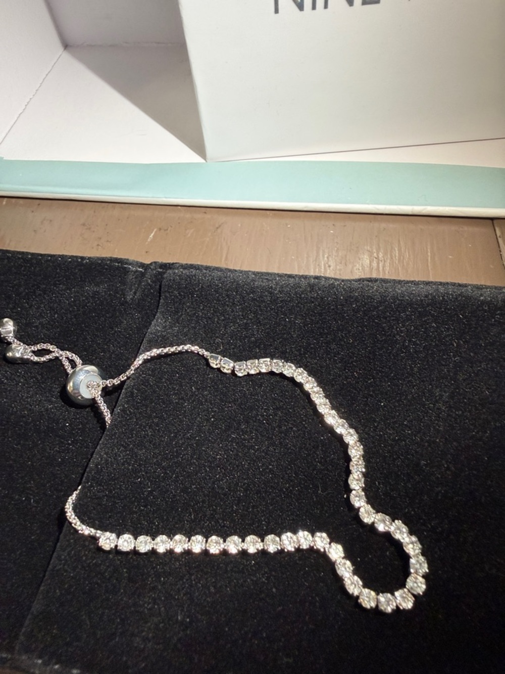 Nine West Silver Clear Rhinestone Line Bracelet View 3